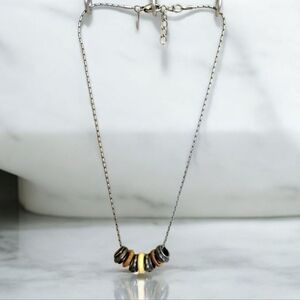 Express Ethnic Faux Bone Coconut Beaded Fancy Link Silver tone Chain Necklace